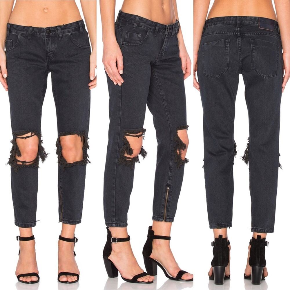 One Teaspoon Fox Black FreeBird Skinny Leg Jean 26